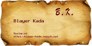 Blayer Kada névjegykártya